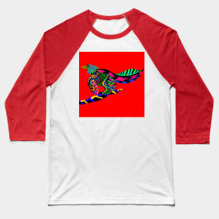 dino bird in magical pattern ecopop art Baseball T-Shirt